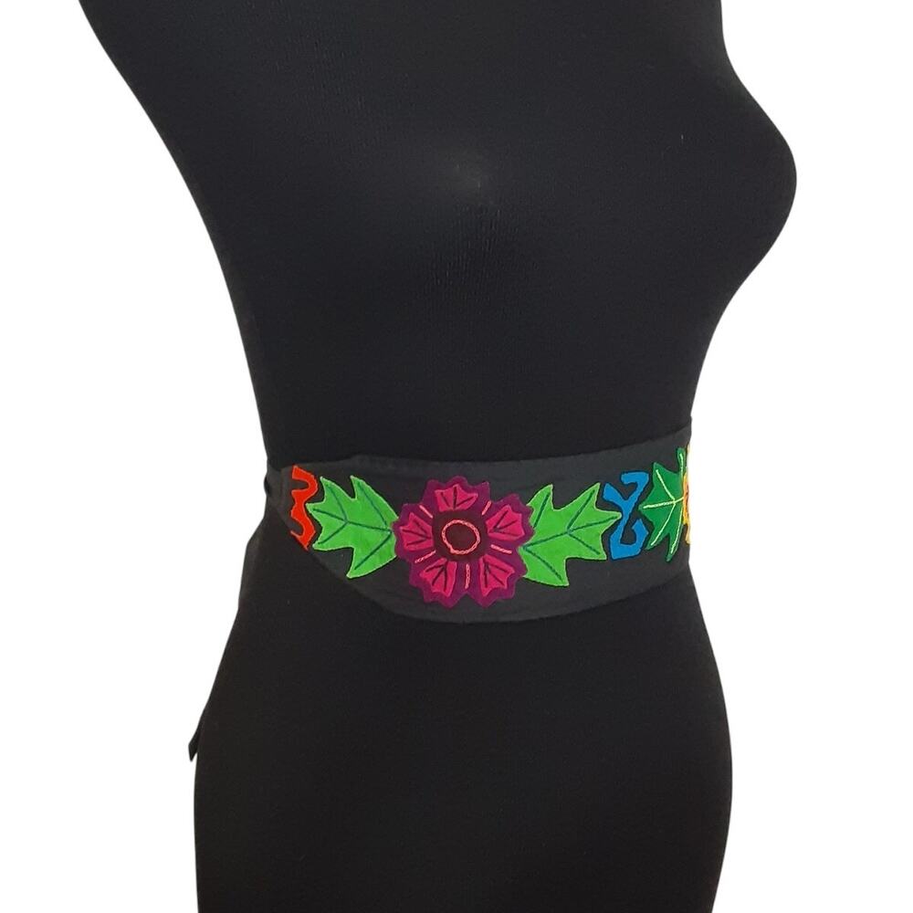 Vintage Embroidered Sunflower Belt Bohemian Waist Belt Art to Wear Festival